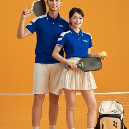 Mẫu áo polo đồng phục công ty Color Fuse màu bích phối trắng gạo-2