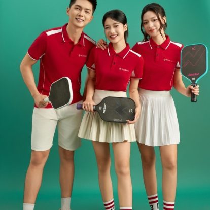 mẫu áo polo đồng phục công ty Color Fuse màu đỏ phối trắng gạo-1