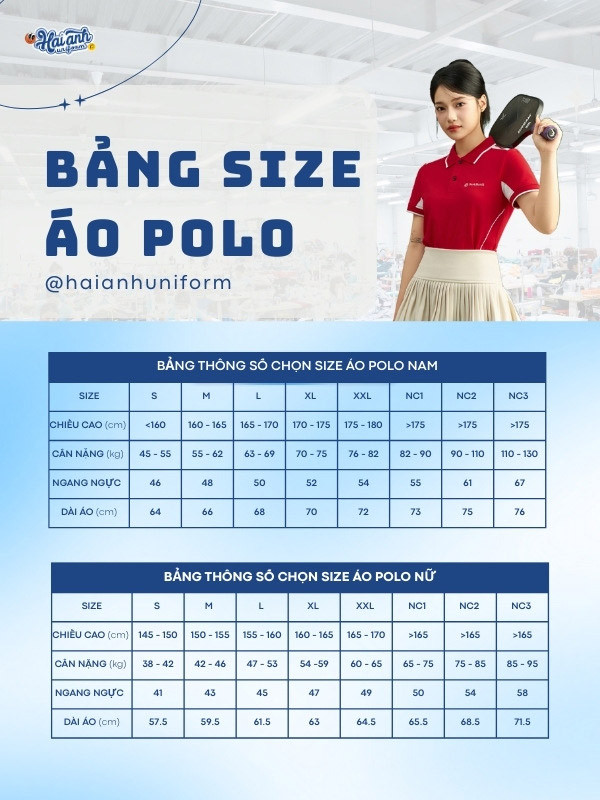 Bảng size mẫu áo polo Color Fuse màu đỏ phối trắng gạo vừa vặn, thoải mái
