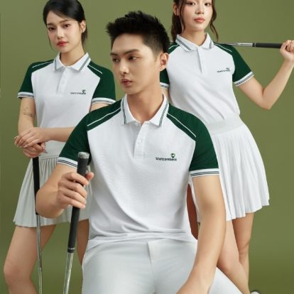 Mẫu áo polo đồng phục công ty Color Fuse màu trắng gạo phối ve chai-1