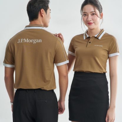 Mẫu áo polo đồng phục công ty Intersection màu nâu cafe J.P.Morgan-1