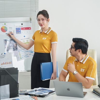 Mẫu áo polo đồng phục công ty Intersection màu vàng cúc EY-2