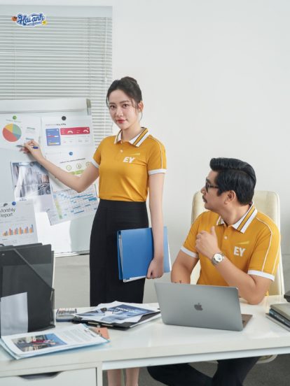 Mẫu áo polo đồng phục công ty Intersection màu vàng cúc EY-2