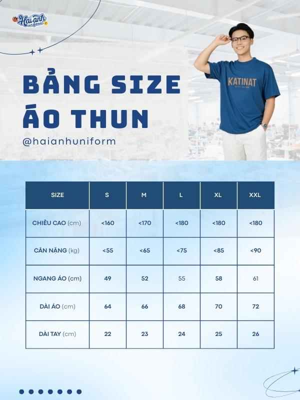 Bảng size áo thun FastUni chi tiết giúp chọn đồng phục vừa vặn