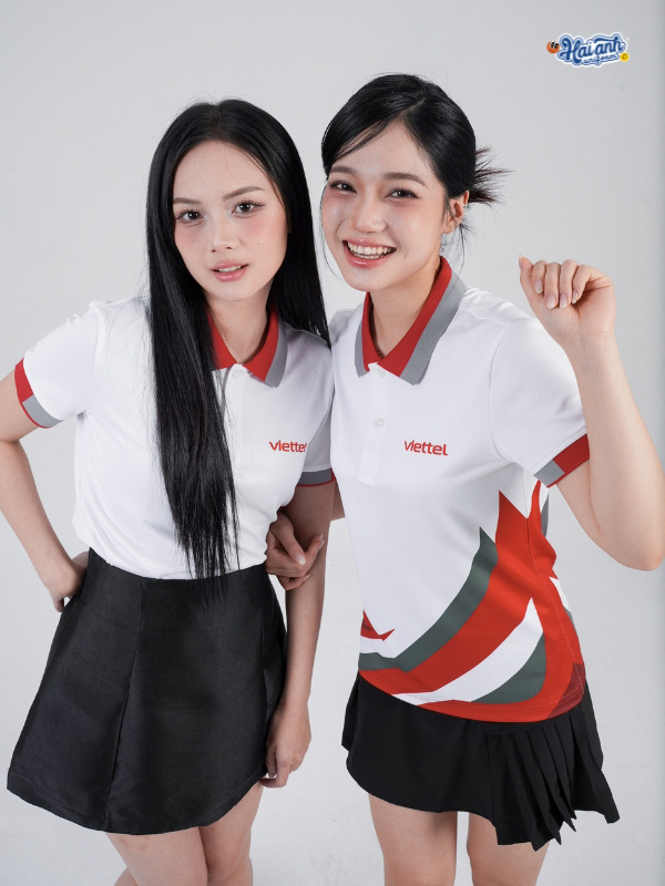 Áo polo đồng phục công ty Viettel in chuyển nhiệt hiện đại, trẻ trung
