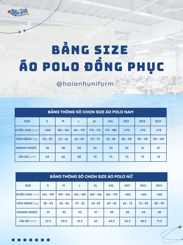 Hướng dẫn chọn size áo polo màu xanh đen chi tiết cho từng vóc dáng
