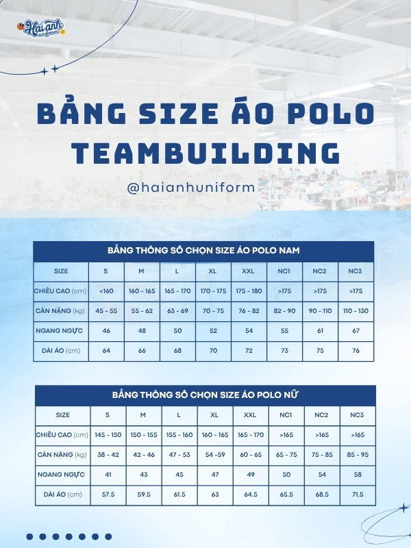 Bảng size áo team building Summer 03