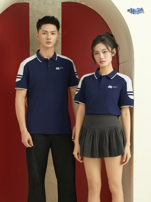 Mẫu áo polo Ecotton 02 màu xanh đen với kiểu dáng hiện đại, năng động