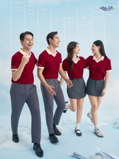 Mẫu Áo Polo Đồng Phục Công Ty Màu Đỏ Đô Rise Up - 2