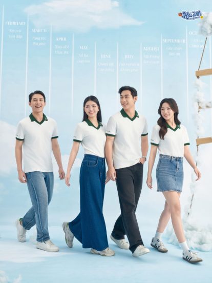 Mẫu Áo Polo Đồng Phục Công Ty Màu Trắng Rise Up - 1