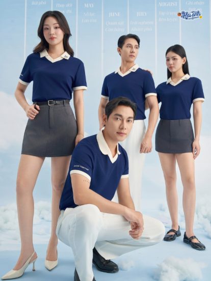 Mẫu Áo Polo Đồng Phục Công Ty Màu Xanh Đen Rise Up - 1