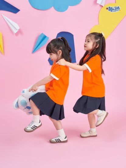 Mẫu Áo Thun Đồng Phục Mầm Non Hacool 01 Màu Cam Tươi-2