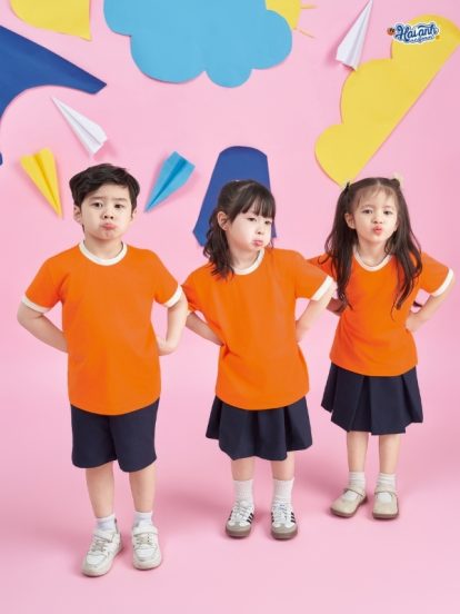 Mẫu Áo Thun Đồng Phục Mầm Non Hacool 01 Màu Cam Tươi