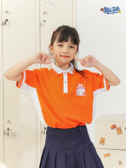 Mẫu Đồng Phục Mầm Non Màu Cam Phối Sườn - 2