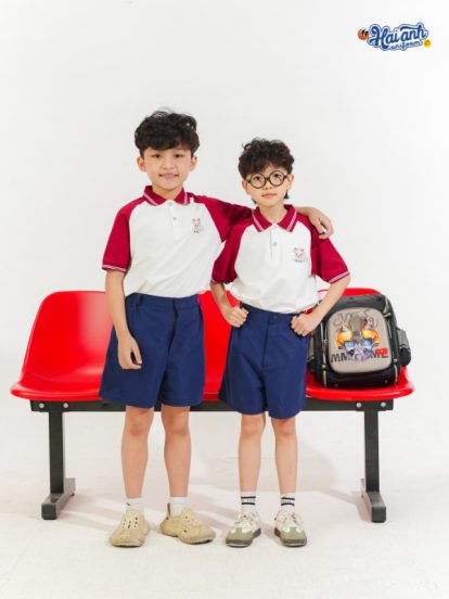 Mẫu Đồng Phục Mầm Non Màu Trắng Phối Đỏ - 2