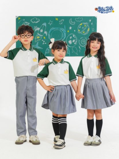 Mẫu Đồng Phục Mầm Non Màu Trắng Phối Xanh Iris - 3